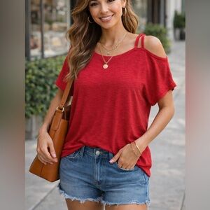 Kaileigh Scarlet Cold Shoulder Top
